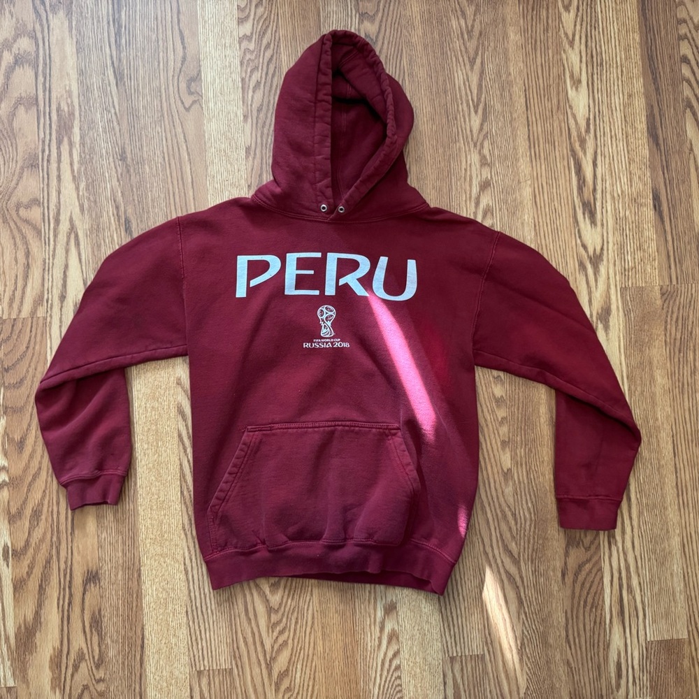 Red Hoodie Sweatshirt with Pullover Style and Long Sleeves